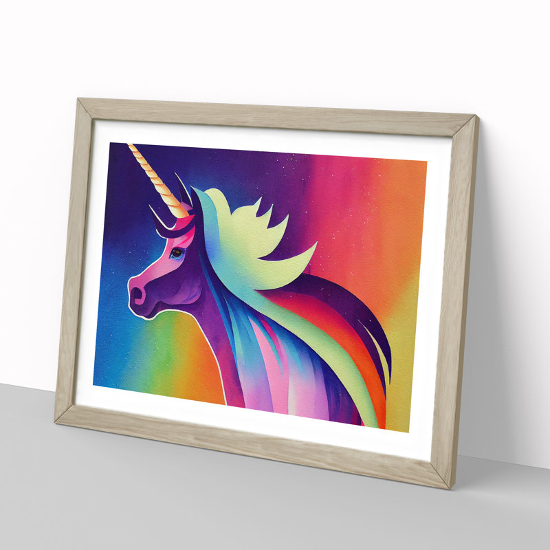 Beautiful Unicorn Abstract - Framed Print, 46cm H x 64cm W x 2cm D, Oak Framed