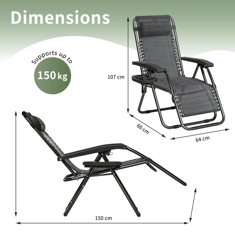 Folding Recliner Chair, Black/Grey