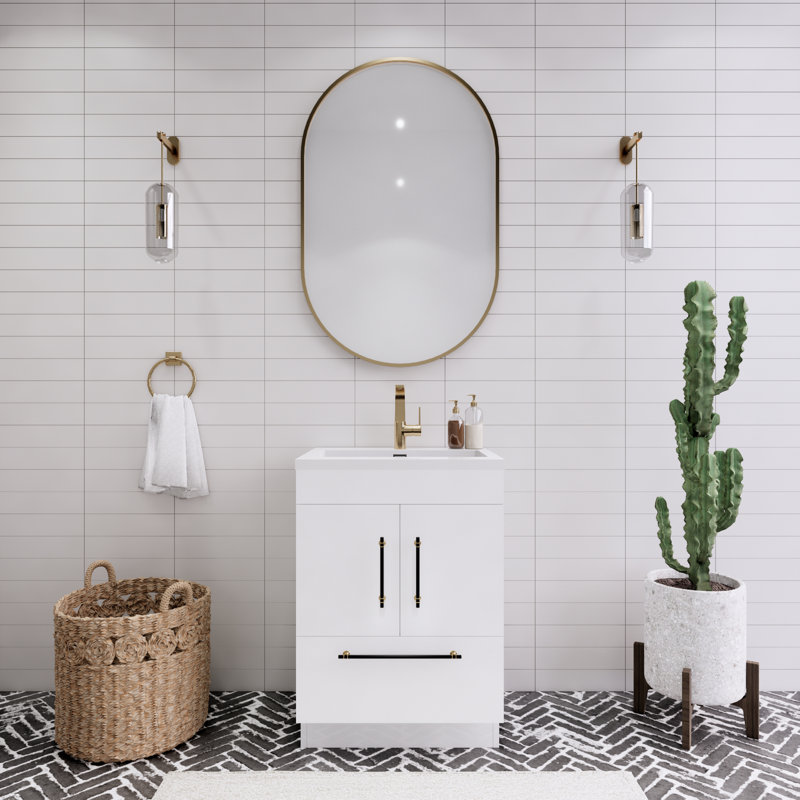 Spring Single Bathroom Vanity, White, 24"