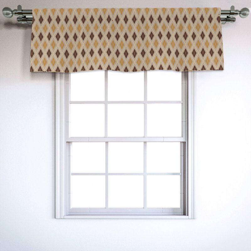 Sateen Geometric Ruffled Window Valance