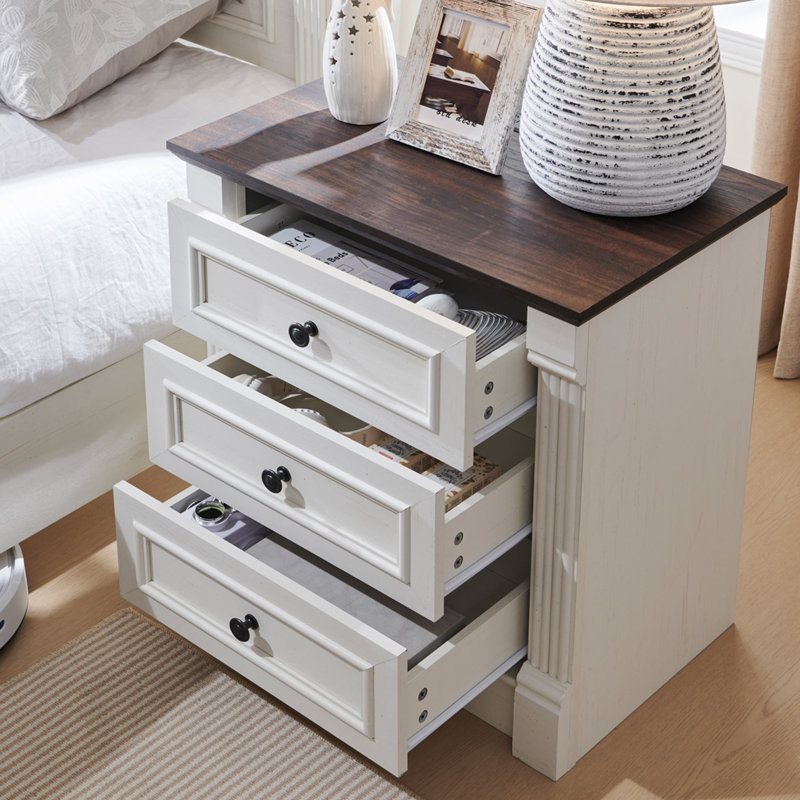 Table de chevet 26 po avec station de charge Burlington, Brun / blanc rétro, 1