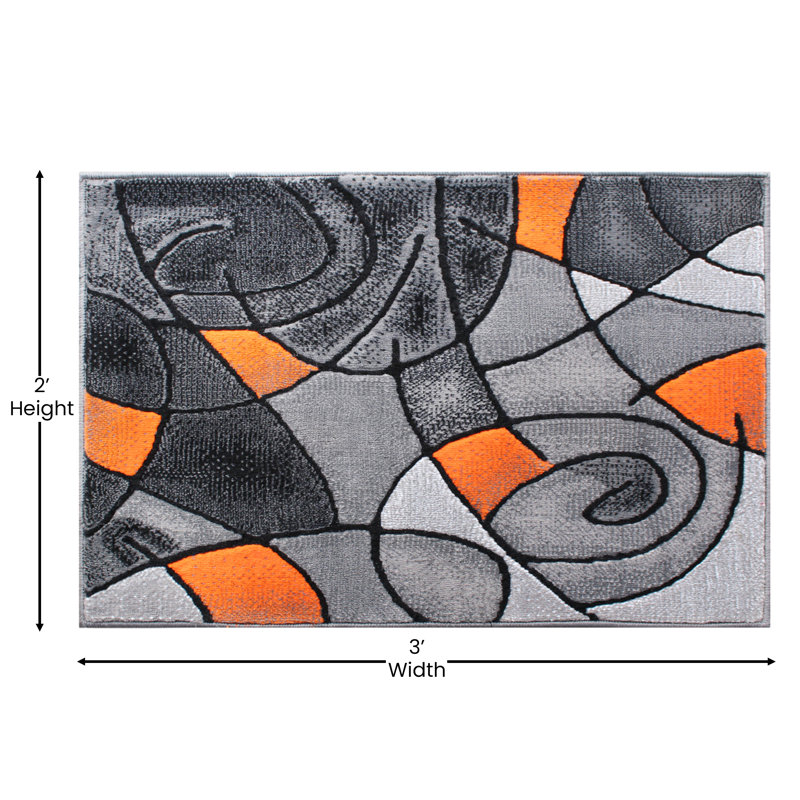 Sioar Modern Abstract Pattern Olefin Accent Area Rug, Rectangle 2' x 3'
