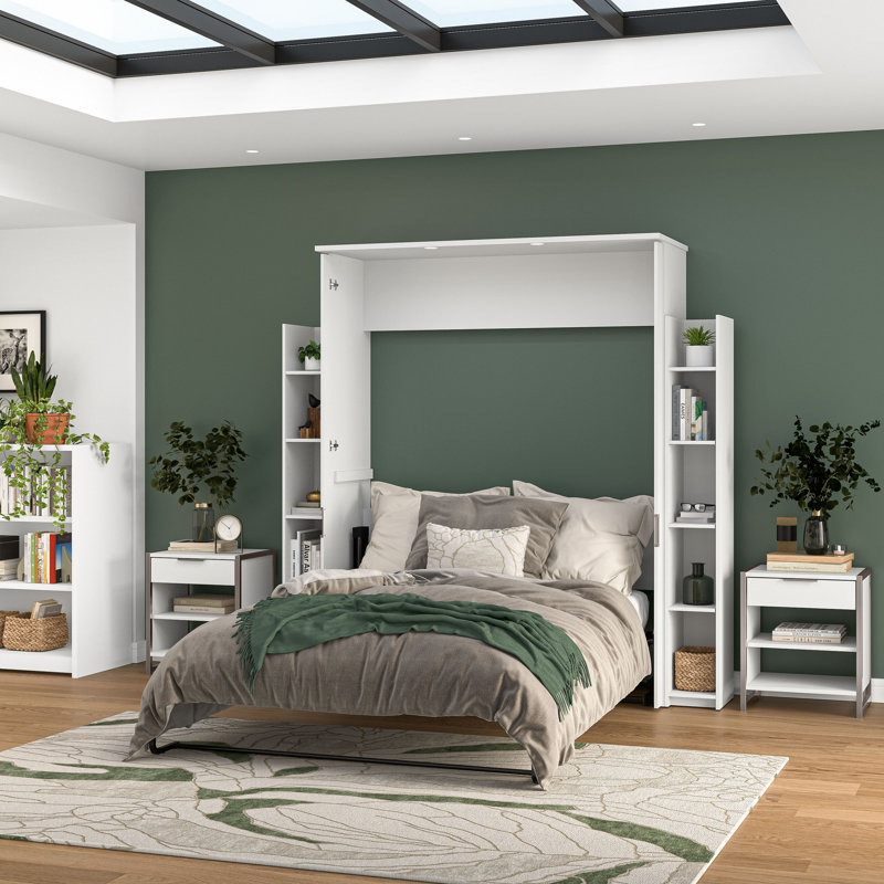 Arlex Full Murphy Bed with Shelves (81W), Queen