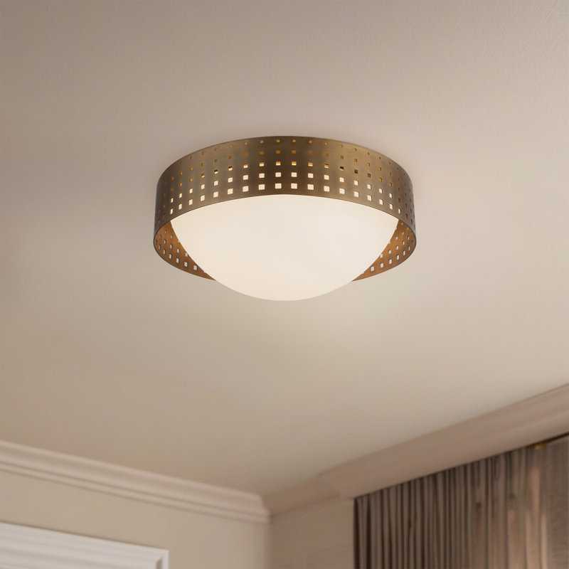 Astoria 14-in Black Flush Mount, Antique Brass