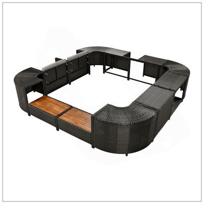 Spa Surround Sectional Sofa Set With Mini Sofa, Seats, And Multiple Storage Spaces For Outdoor Use