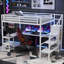 Grand lit mezzanine avec bureau en forme de L, lumière DEL et USB pour enfants, adolescents, adultes