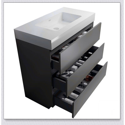 Meuble-lavabo autoportant avec grand lavabo et rangement