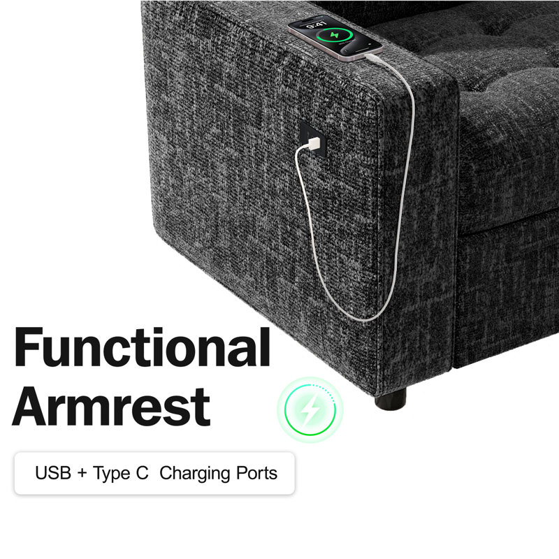 Sectional Sleeper Sofa With Pull Out Couch, Modern 5 Seat L Shaped Modular Couch, Sectionals Modular Sofa With Storage, Comfy Sectional Couches For Living Room & Apartment
