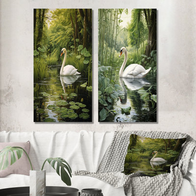 «Swans Refuge By The Lake», ensemble de 3 décorations murales en métal Swans