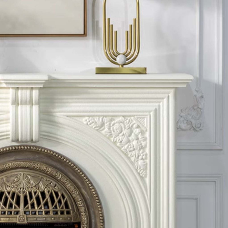 Foyer sculpté de style rétro, Laiton antique / beige