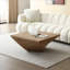 Table basse carrée géométrique minimaliste à niveaux, finition chêne blanc texturé, entièrement assemblée, 90 cm × 90 cm × 33 cm pour salon-598502702