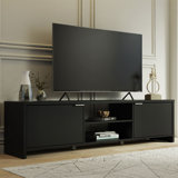 TV Stand Large Media Console with Cable Management for 65, 75 Inch Media Storage Gaming Living Room Entertainment Center Modern Wooden Television Cabinet