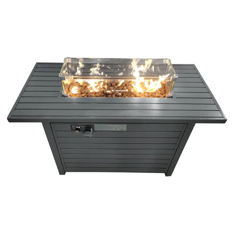 42"X25" Propane Fire Pit Table With Lid - Steel Construction, Heat-, Outdoor Relax Hub Steel, Powered, Leisure Spot
