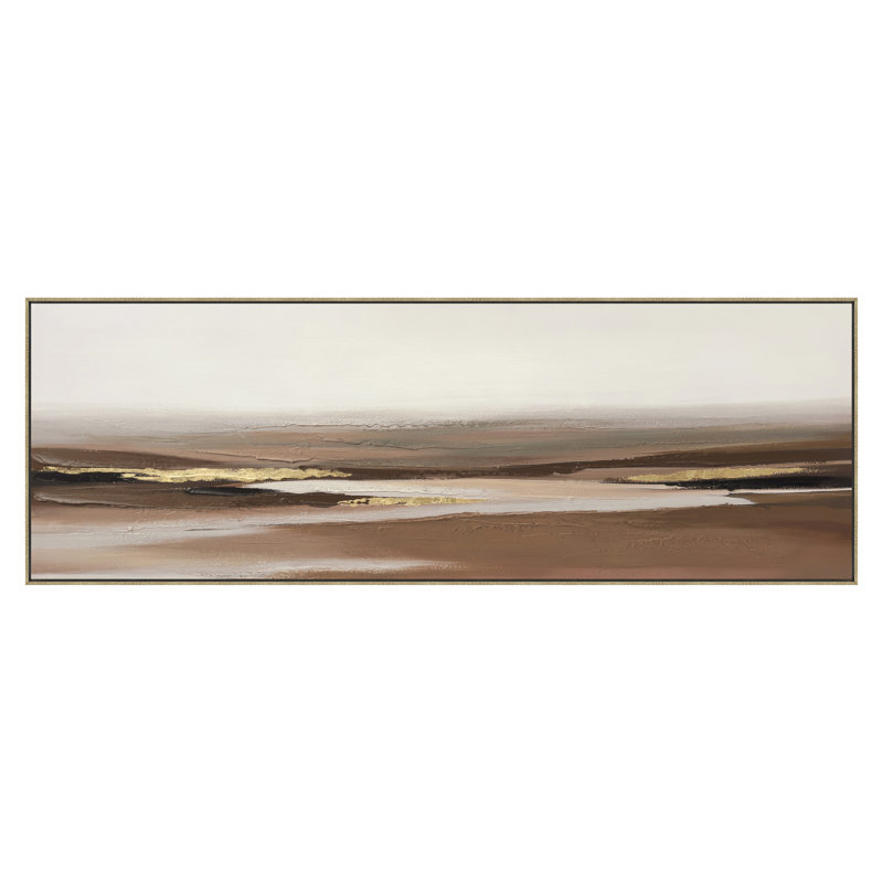 Art mural en toile Brown Horizons - 20 po x 60 po - Cadre doré