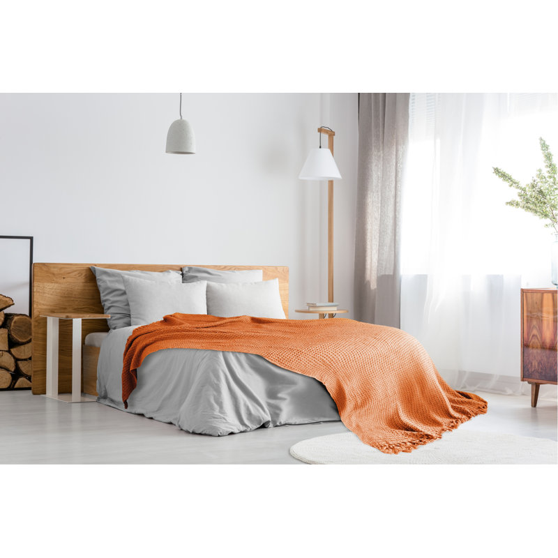 Vitela Throw Blanket, 228 x 254cm, Orange