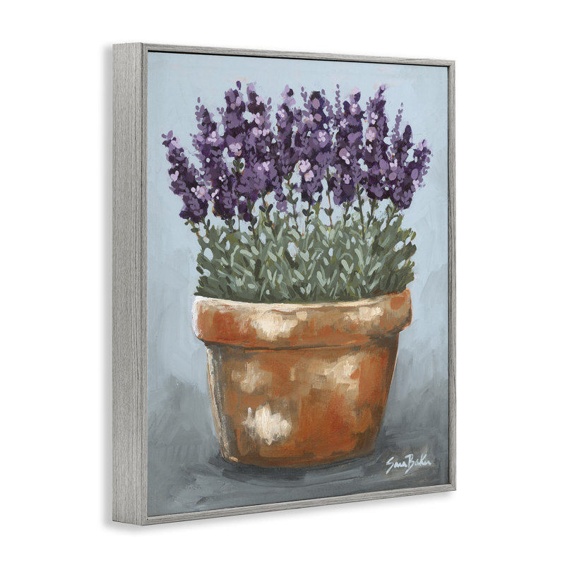 Giclée d'herbes de lavande en pot, design par Sara Baker, H 14 po x l 11 po, Estampe numérique Farmhouse