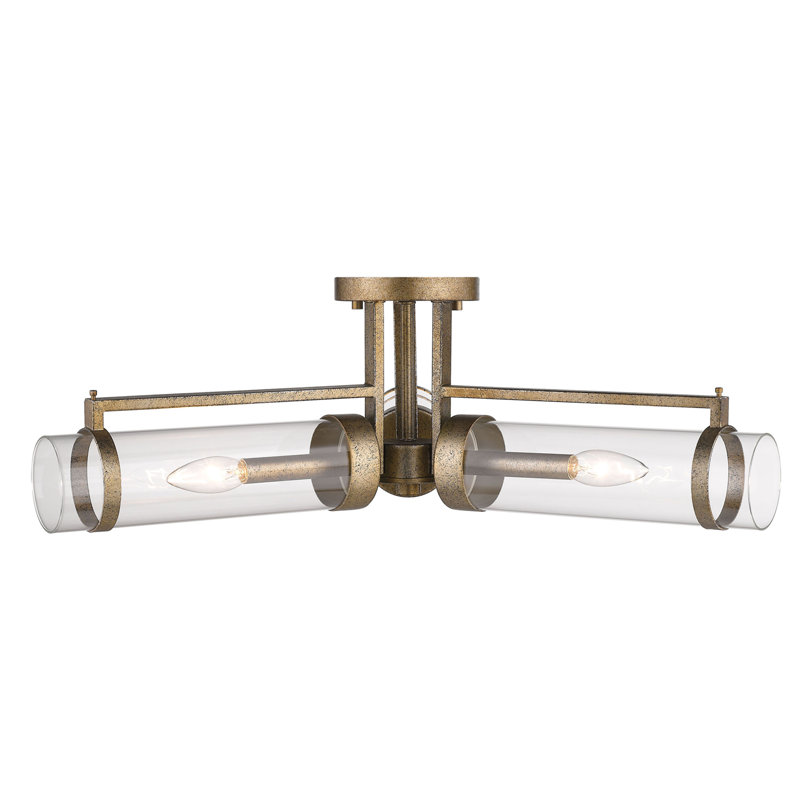 Pineiro Glass Semi Flush Mount, Vintage Gold