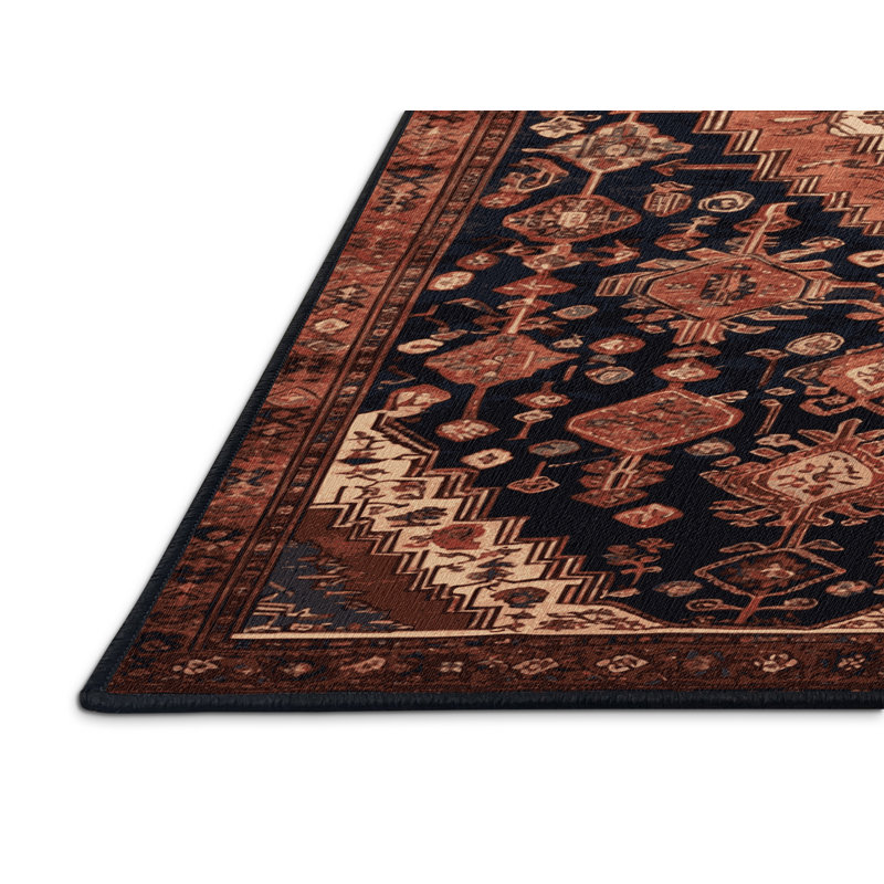 Machine Washable Turkish Brown Area Rug, Round 5'
