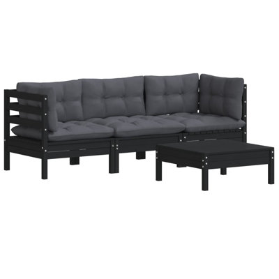 Bellicent Solid Wood 3 - Person Seating Group with Cushions