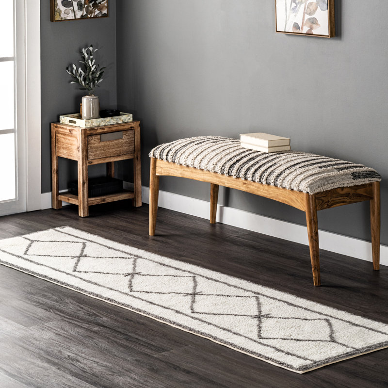 Tapis ivoire en laine Hruni, Tapis de couloir 2 pi x 8 pi