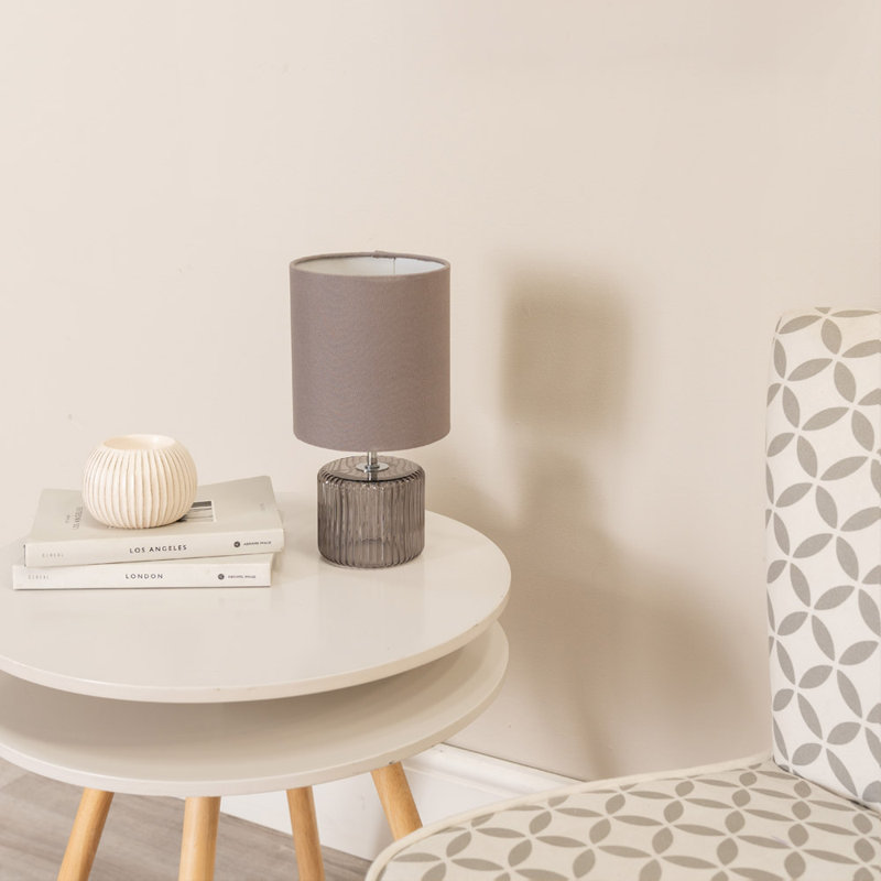 Rokiatou Glass Table Lamp, Grey Smoke Base/Grey Shade