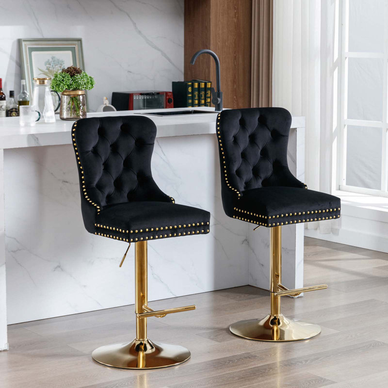 Ensemble de 2 tabourets pivotants, Noir