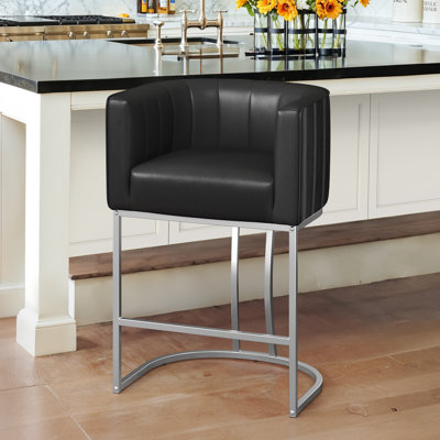 Tabourets de bar à hauteur de comptoir de 26,4 po de hauteur, tabourets de bar comptoir modernes avec dossier et accoudoirs, pieds en métal, tabourets de bar d'appoint rembourrés pour îlot de cuisine