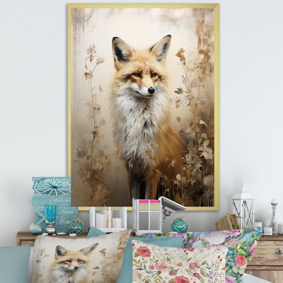 Minimalism Fox Portrait In Forest I - Fox Wall Art