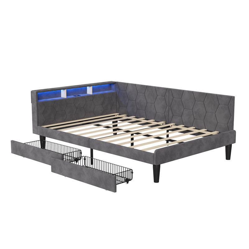 Upholstered Daybed, European Double (140 x 200 cm), Grey