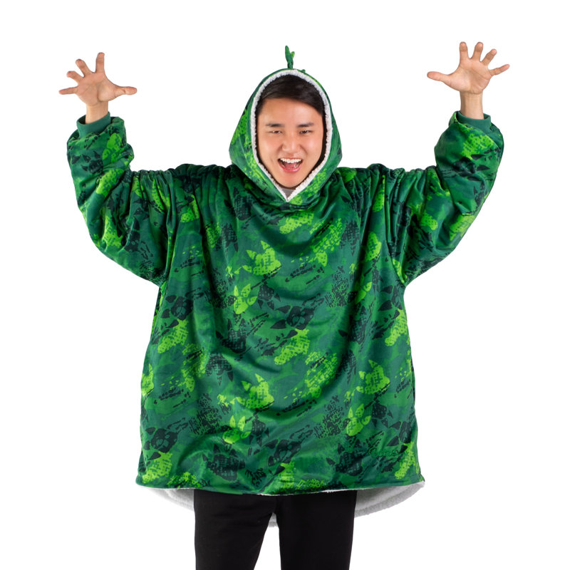 Couverture en sherpa à capuche portable, Dinosaure, Adulte