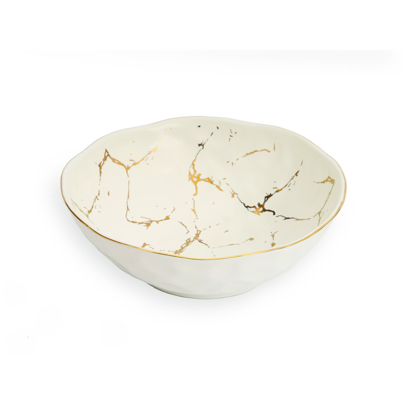 Everly Quinn Porcelain China Serving Bowl, 2.25" H x 7" W x 7" D