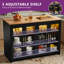  130cm W Kitchen Island With 4 Acrylic Doors & 3-Color LED Strip-1924242797