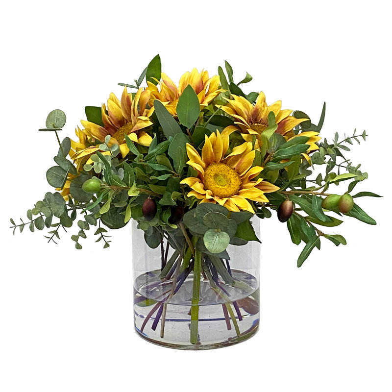 Artificial Flowers And Plants Sunflowers Arrangement in Vase