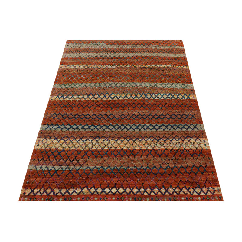 Moroccan Hand Knotted Geometric Area Rug, Rectangle 6' x 9'