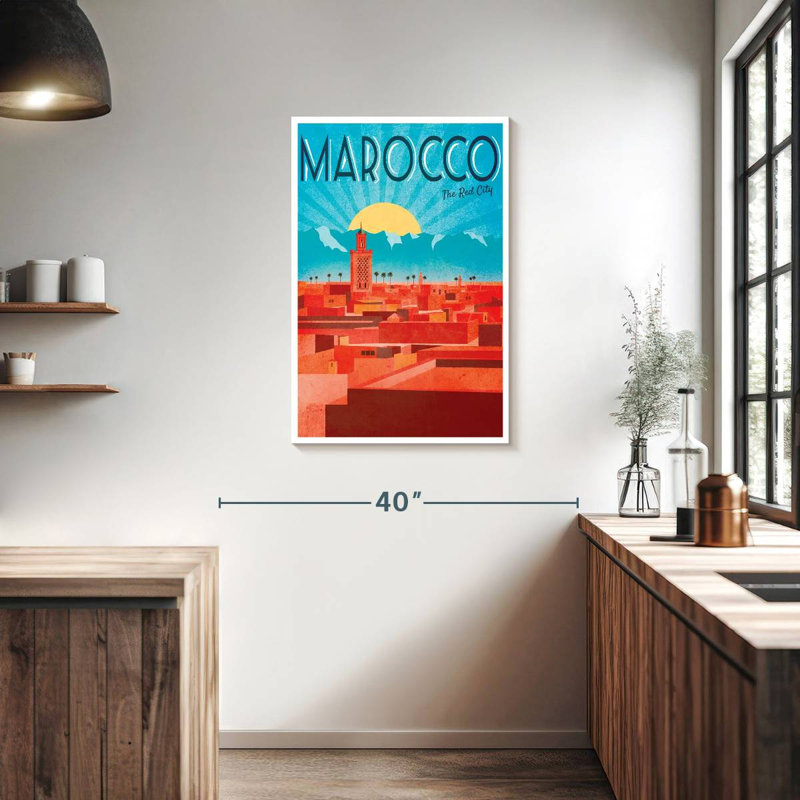 Affiche rétro de Marrakech, H 36 po x l 24 po