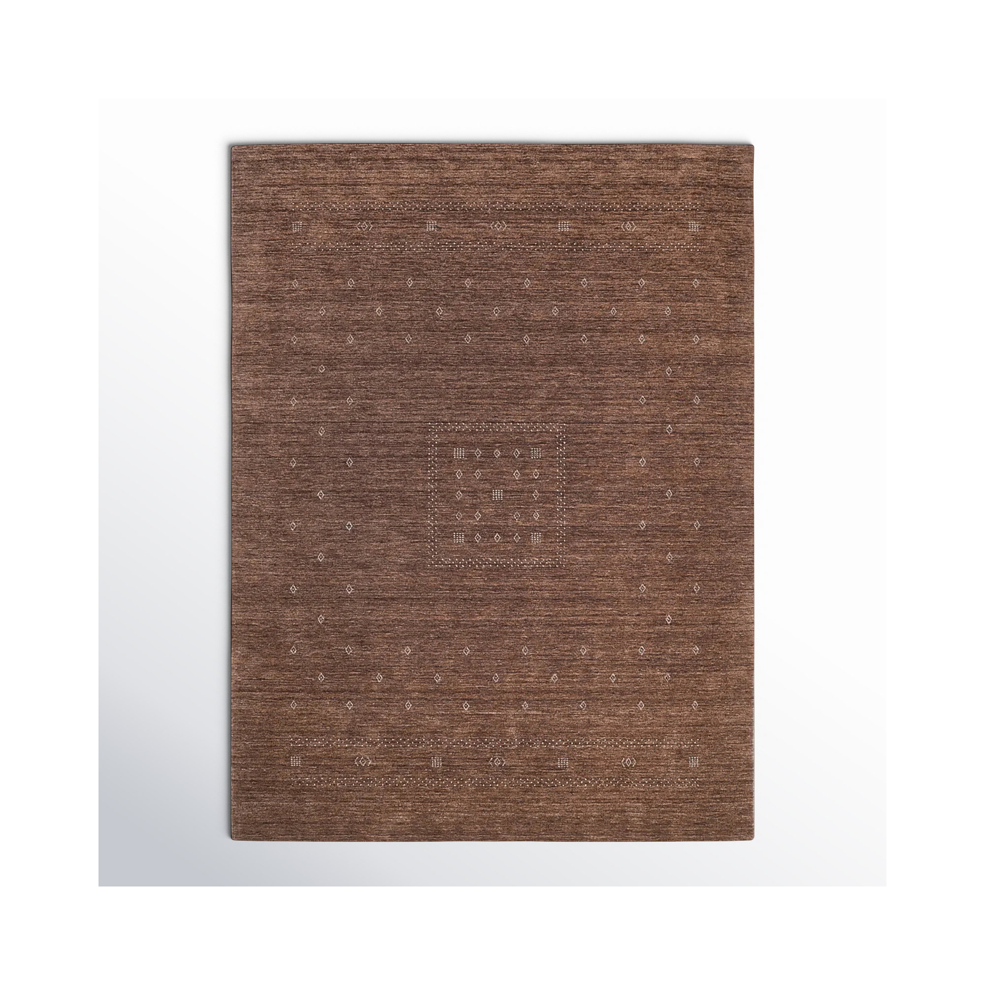 Simi Hand Knotted Cotton/Wool Southwestern Area Rug, Dark Brown, Rectangle 9' x 12'