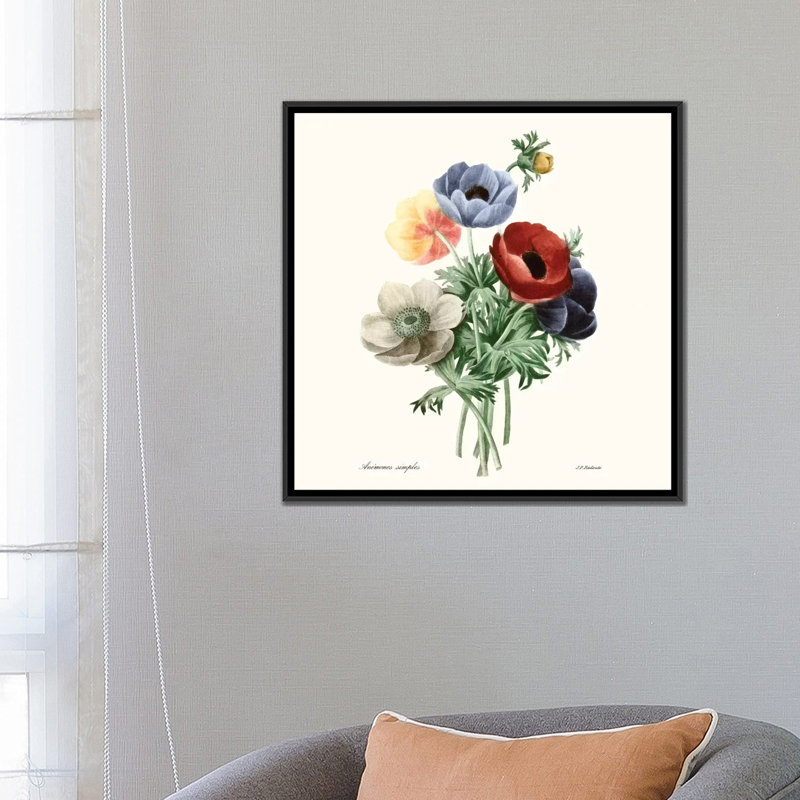 « blushing bouquet i », impression sur toile, H 26 po x l 26 po x P 1,5 po, Toile avec cadre noir, Pas de tapis