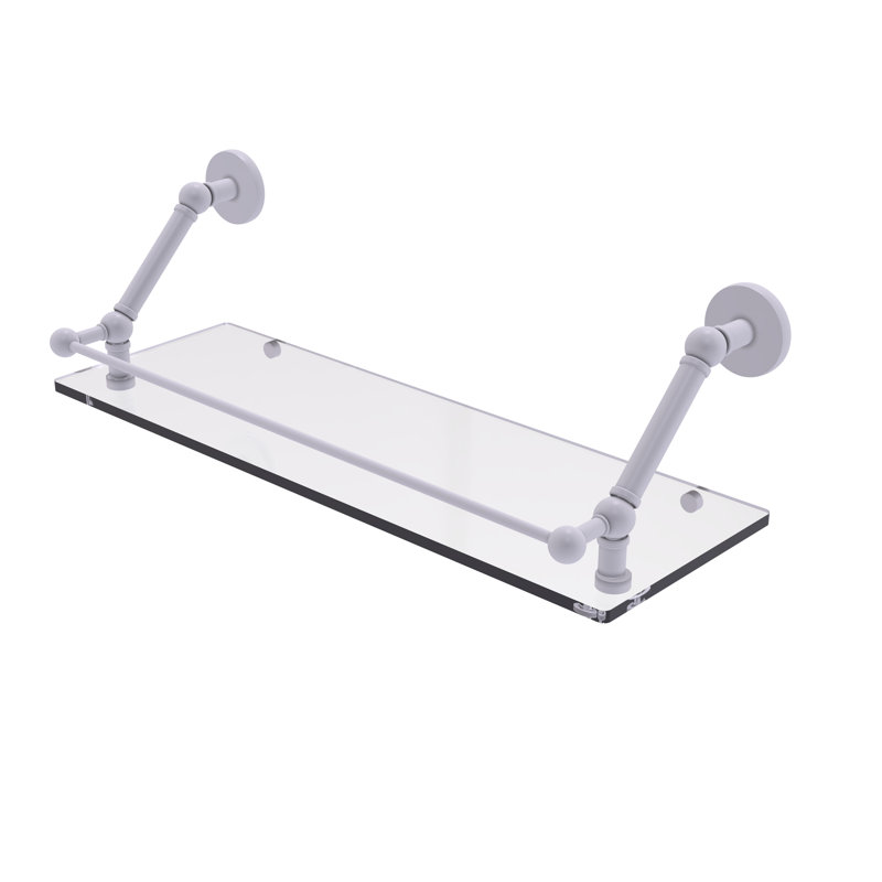Tablette flottante Dalston avec barre de galerie, Blanc mat, H 8 po x l 24 po x P 8,6 po