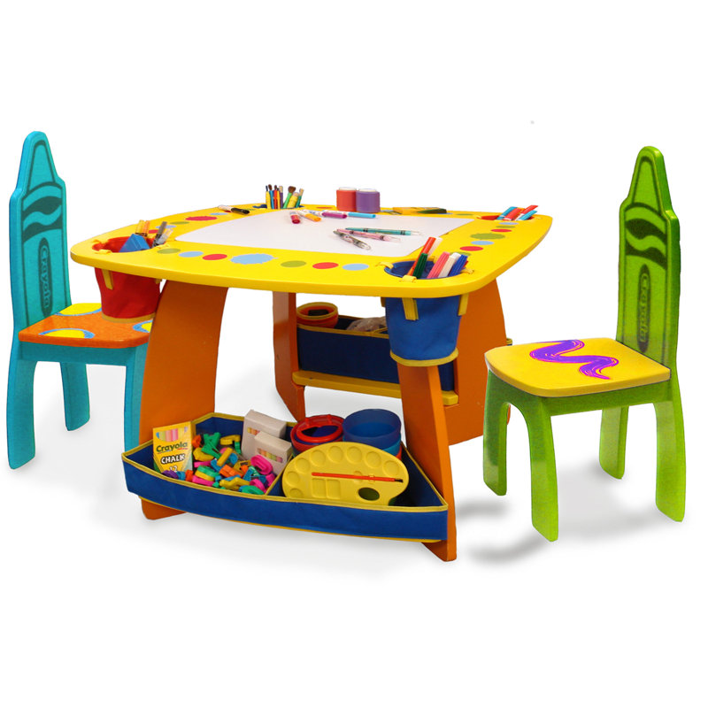 Crayola Kids Yellow and Orange Wooden Arts and Crafts Table Set