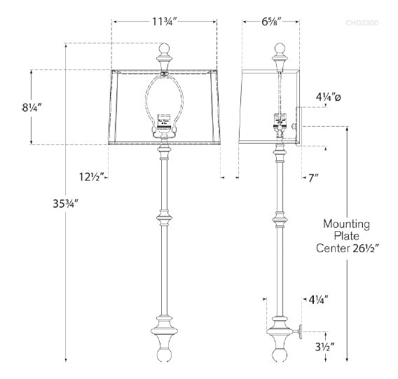 Chapman & Myers Cawdor Stanchion Wall Light, Aged Iron, Fabric