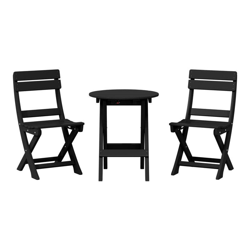 Laguna 3-Piece Folding Dining Set, Black