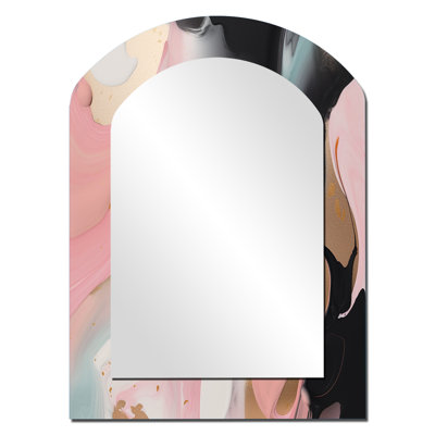 Pink And Blue Transcendent Beauty In Marble Art VII - Pink Modern Arch Wall Mirror