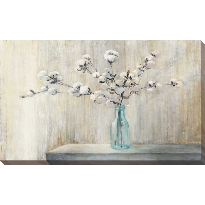 «Cotton Bouquet», reproduction de peinture acrylique, H 36 po x l 60 po x P 1,5 po, Toile tendue