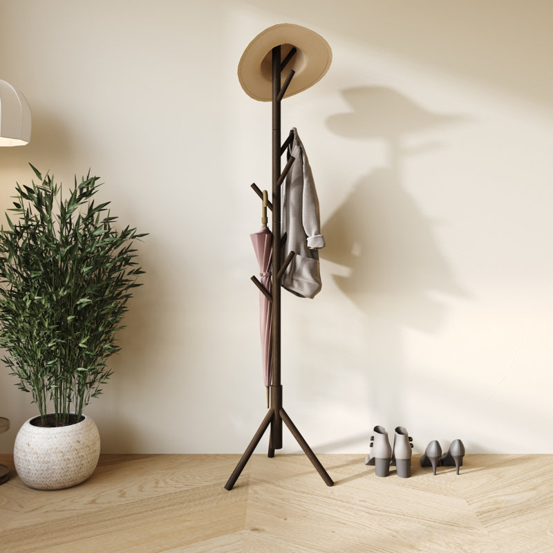 Houma Freestanding 8 Hook Coat Rack, Cappuccino