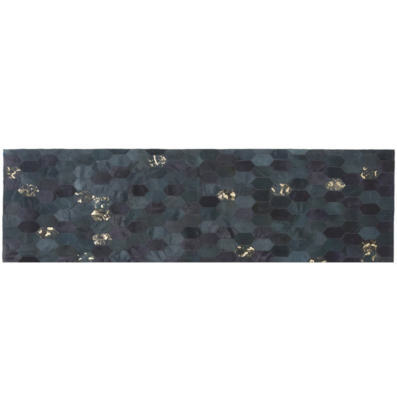 Cowhide Geometric Area Rug, Runner 2'7" x 6'6"