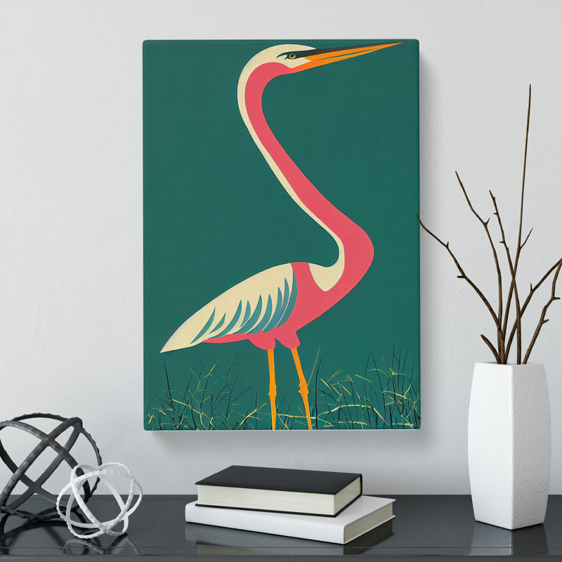 Alves Heron Bird Pop - Wrapped Canvas, 50cm H x 35cm W x 3cm D