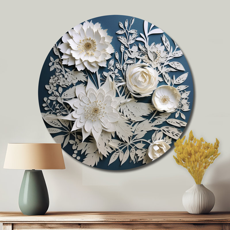 Whitehaven - art floral rond en métal, H 36 po x l 36 po