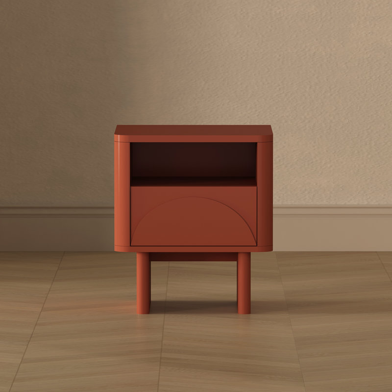 Ella 20" W Modern Nightstand with 1 Full Extension Drawer in Terracotta, Terracotta