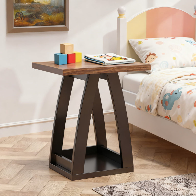 Ensemble de 2 tables de bout modernes avec tablette de rangement, table d'appoint multifonctionnelle pour le salon, la chambre à coucher et le bureau, conception élégante pour les petits espaces