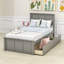 Lit plateforme simple en bois 2 tiroirs avec tête de lit-985179957
